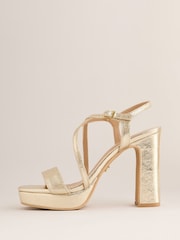Lipsy Gold Standard Fit High Heeled Platform Multi Strap Sandals - Image 5 of 5