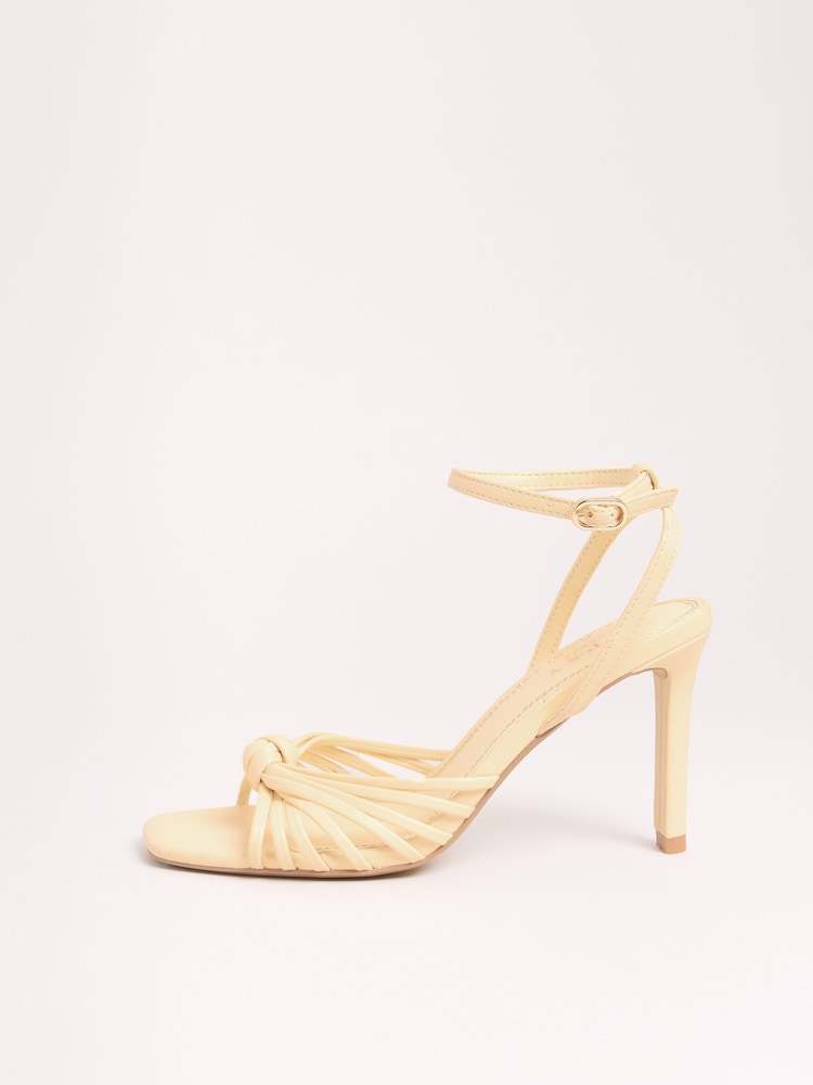 Lipsy Yellow Standard Fit High Heel Knot Multi Strap Faux Leather Sandals - Image 5 of 5