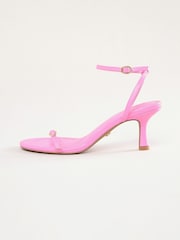 Lipsy Pink Yellow Kitten Heel Buckle Strap Faux Leather Sandals - Image 5 of 5
