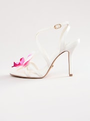 Lipsy White High Stiletto Multi Strap Floral Corsage Sandals - Image 5 of 5