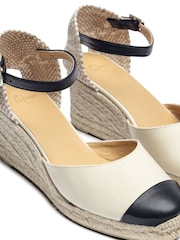 Castaner Cream Wedge Heel Ankle Strap Cotton Leather Toe & Strap Espadrilles - Image 3 of 3