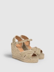 Castaner Gold Platform Wedges Cross Strap Espadrilles - Image 2 of 4