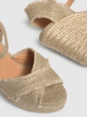 Castaner Gold Platform Wedges Cross Strap Espadrilles - Image 3 of 4