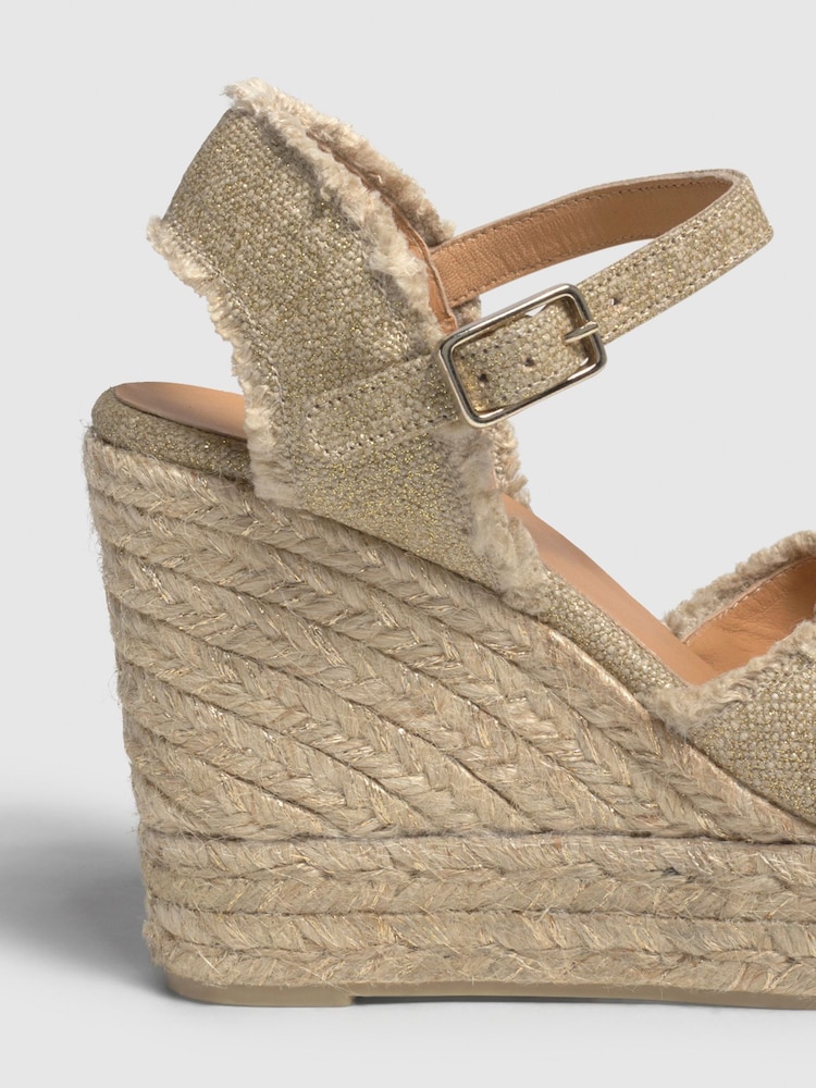 Castaner Gold Platform Wedges Cross Strap Espadrilles - Image 4 of 4