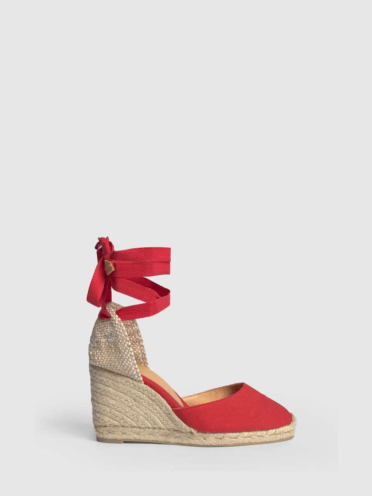 Castaner RedWedge Heel Laced Cotton Espadrilles - Image 1 of 5 Castaner RedWedge Heel Laced Cotton Espadrilles - Image 1 of 5