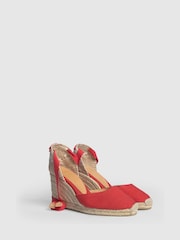 Castaner RedWedge Heel Laced Cotton Espadrilles - Image 2 of 5
