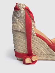 Castaner RedWedge Heel Laced Cotton Espadrilles - Image 3 of 5