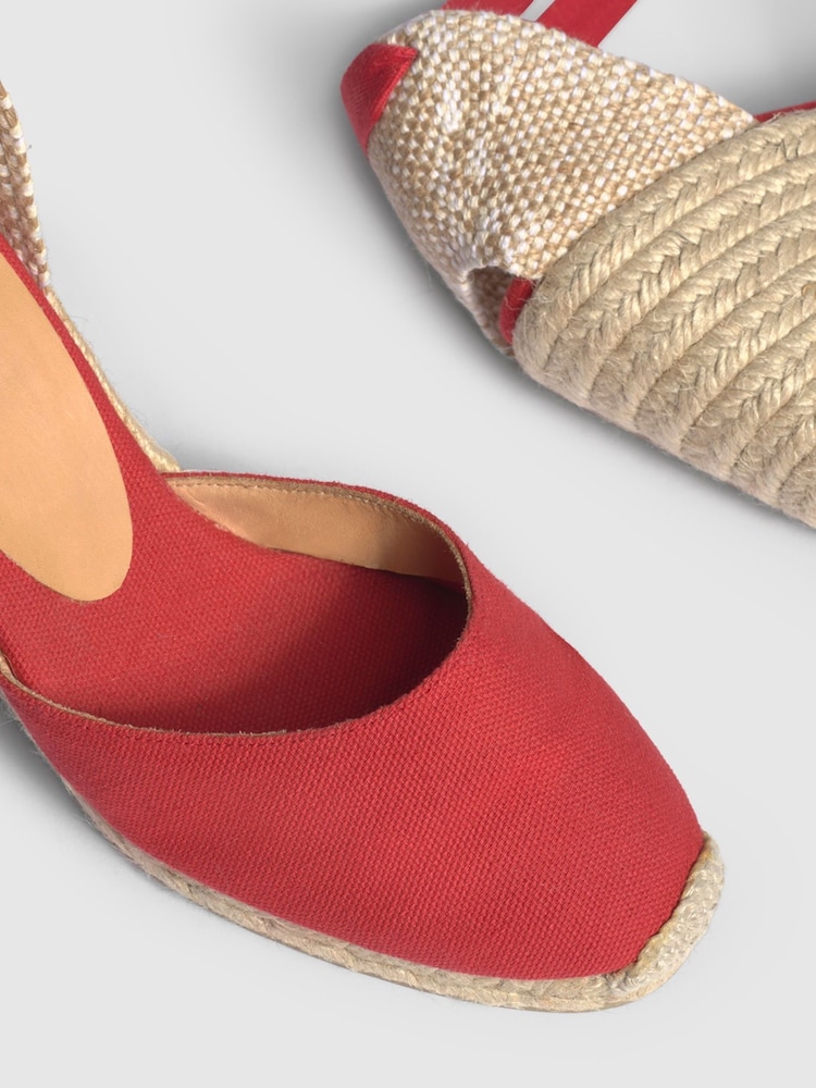 Castaner RedWedge Heel Laced Cotton Espadrilles - Image 5 of 5