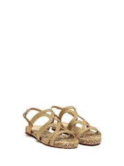 Castaner Gold Braided Flat Sandals Espadrilles - Imagen 2 de 3