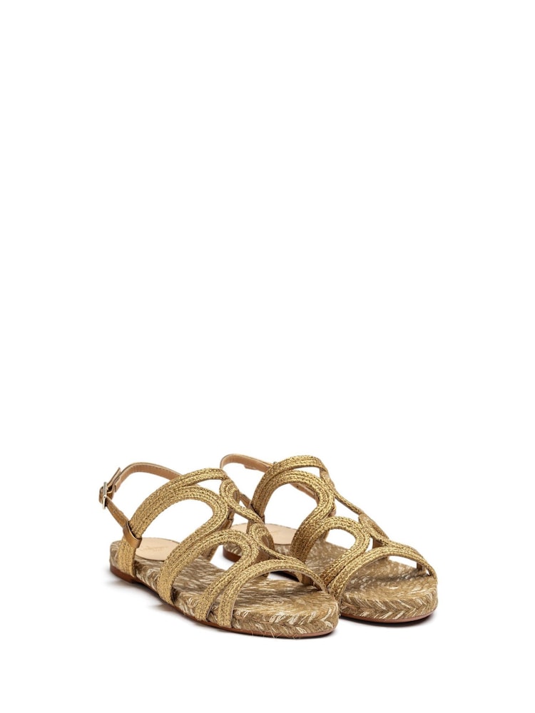 Castaner Gold Braided Flat Sandals Espadrilles - Imagen 2 de 3
