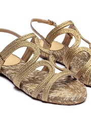 Castaner Gold Braided Flat Sandals Espadrilles - Imagen 3 de 3