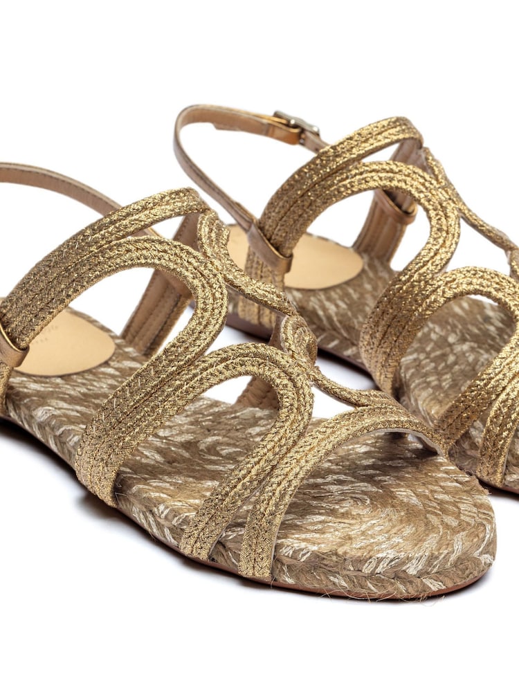 Castaner Gold Braided Flat Sandals Espadrilles - Imagen 3 de 3