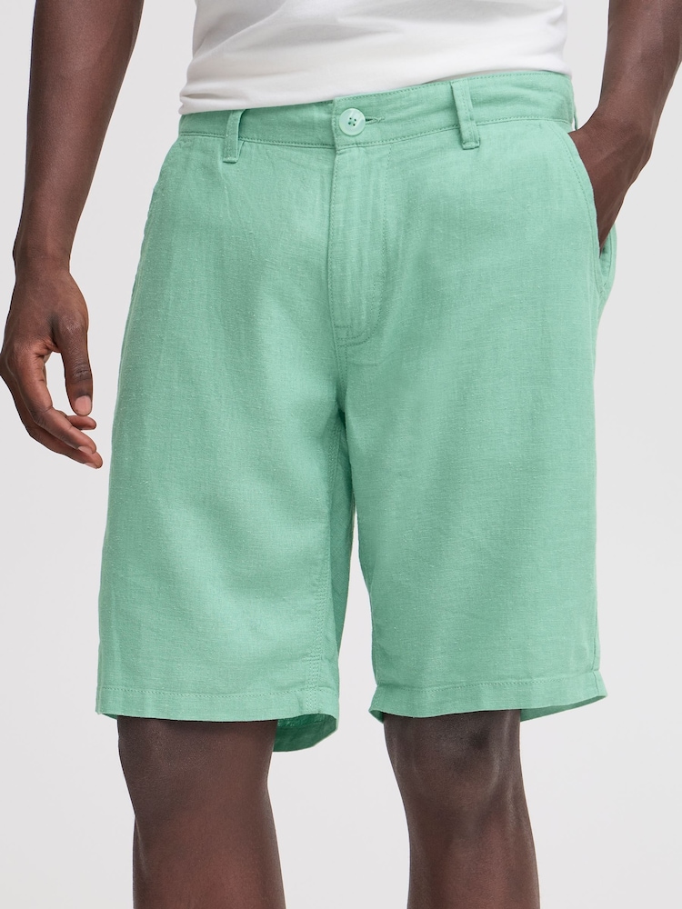 Blend Green Linen Mix Shorts - Image 4 of 5