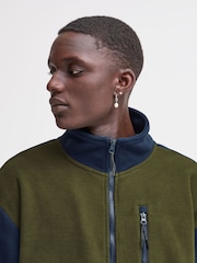 Blend Blue Colour Block Zip Through Fleece - Image 4 of 5