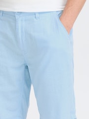 Blend Blue Linen Mix Shorts - Image 3 of 5