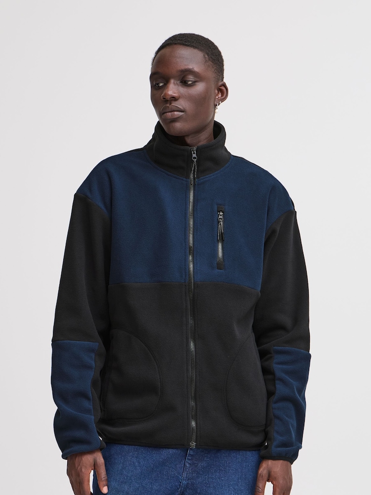 Blend Black Colour Block Zip Through Fleece - Image 1 of 5