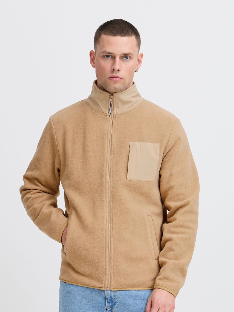 Blend Cream Zip Through Funnel Neck Fleece - Image 1 of 5 Blend Cream Zip Through Funnel Neck Fleece - Image 1 of 5