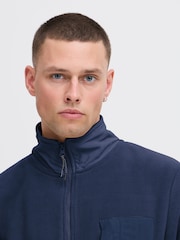 Blend Blue Zip Through Funnel Neck Fleece - Image 3 of 5