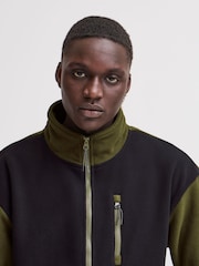 Blend Green Colour Block Zip Through Fleece - Image 3 of 5