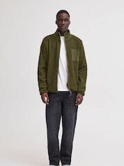 Blend Green Zip Through Funnel Neck Fleece - Image 4 of 5