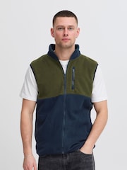 Blend Blue Zip Through Fleece Gilet - Image 1 of 5