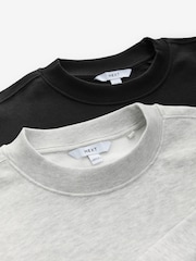 Grey Supersoft Peached Essentials Crew Neck Seam Detail Sweatshirts 2 Pack - Image 9 of 9