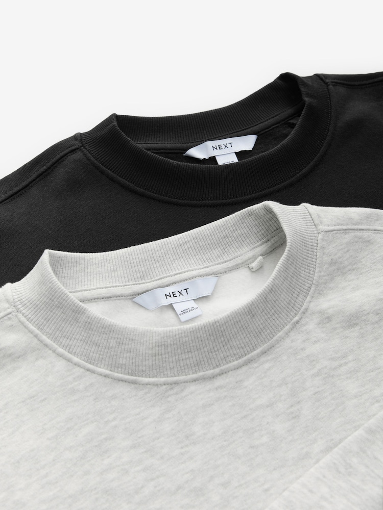 Grey Supersoft Peached Essentials Crew Neck Seam Detail Sweatshirts 2 Pack - Image 9 of 9