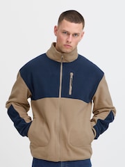Blend Cream Colour Block Zip Through Fleece - Image 1 of 5