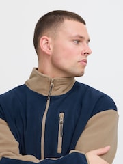 Blend Cream Colour Block Zip Through Fleece - Image 3 of 5