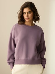 Neutral/Blush Supersoft Peached Essentials Crew Neck Seam Detail Sweatshirts 2 Pack - Image 2 of 9