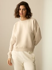 Neutral/Blush Supersoft Peached Essentials Crew Neck Seam Detail Sweatshirts 2 Pack - Image 3 of 9