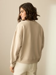 Neutral/Blush Supersoft Peached Essentials Crew Neck Seam Detail Sweatshirts 2 Pack - Image 4 of 9