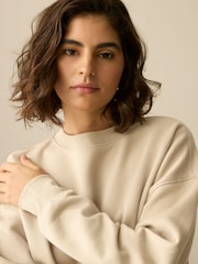 Neutral/Blush Supersoft Peached Essentials Crew Neck Seam Detail Sweatshirts 2 Pack - Image 5 of 9