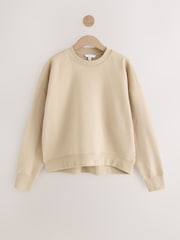Neutral/Blush Supersoft Peached Essentials Crew Neck Seam Detail Sweatshirts 2 Pack - Image 7 of 9