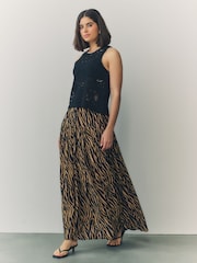Tiger Print Drop Waist Maxi Skirt - Image 2 of 9