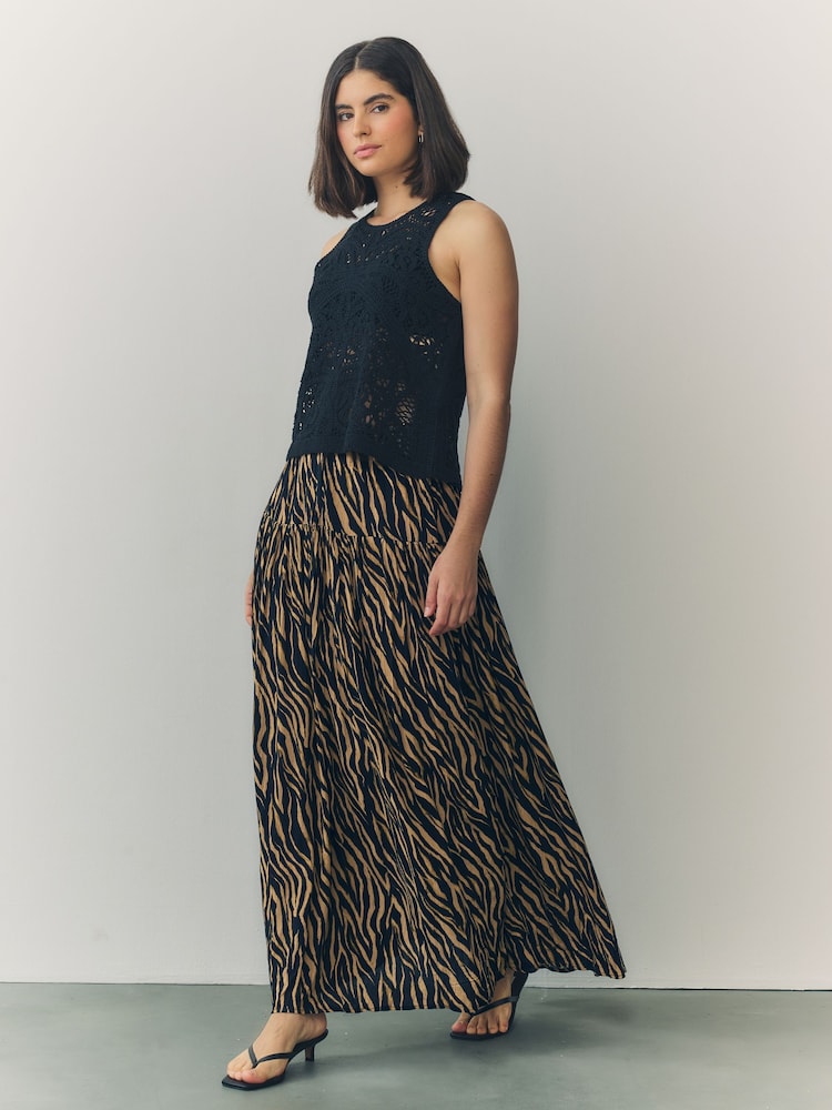 Tiger Print Drop Waist Maxi Skirt - Image 2 of 9