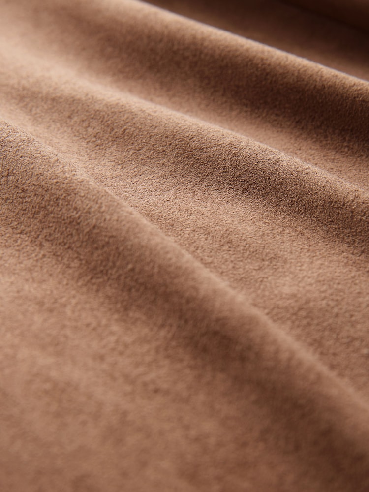 Brown Faux Suede Asymmetric Hem Midi Skirt - Image 7 of 7 Brown Faux Suede Asymmetric Hem Midi Skirt - Image 7 of 7