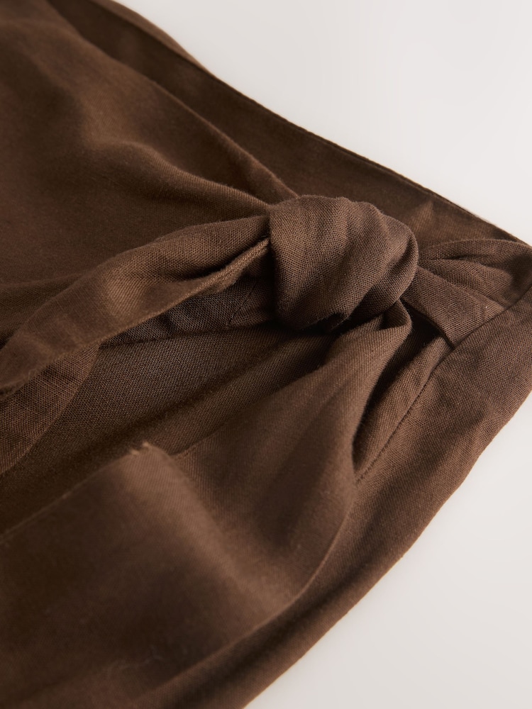 Chocolate Brown Maxi Sarong Skirt with Linen - Image 10 of 10