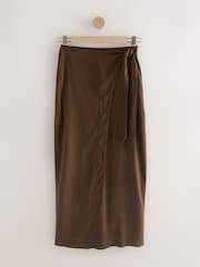 Chocolate Brown Maxi Sarong Skirt with Linen - Image 6 of 10