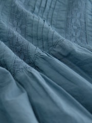 Blue Lace Detail Mini 100% Cotton Skirt - Image 7 of 7
