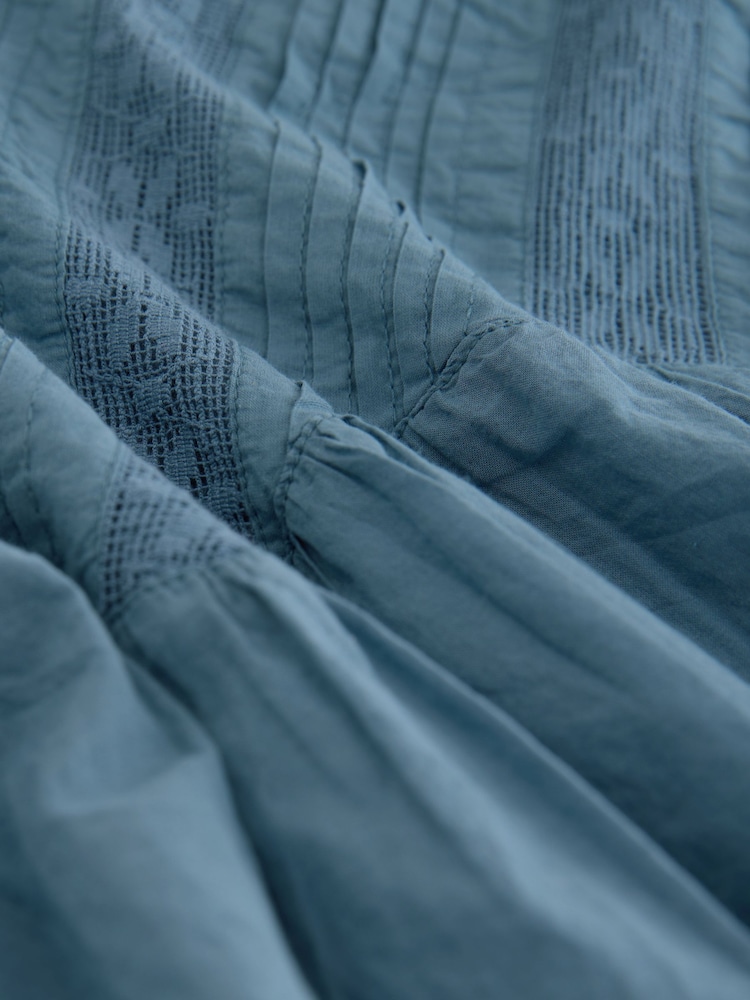 Blue Lace Detail Mini 100% Cotton Skirt - Image 7 of 7