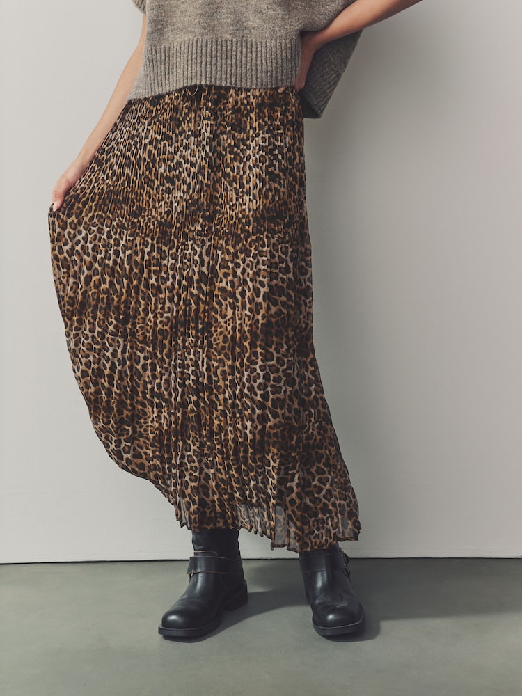 Animal Print Printed Midi Skirt - Image 1 of 7 Animal Print Printed Midi Skirt - Image 1 of 7