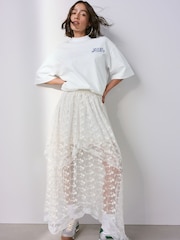 Cream Tiered Lace Maxi Skirt - Image 1 of 8