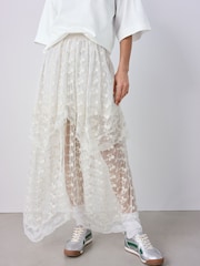 Cream Tiered Lace Maxi Skirt - Image 3 of 8