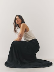 Black 100% Cotton Tiered Maxi Skirt - Image 1 of 9