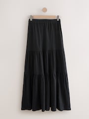 Black 100% Cotton Tiered Maxi Skirt - Image 7 of 9