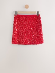 Red Sequin Mini Skirt - Image 5 of 7