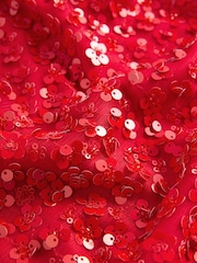 Red Sequin Mini Skirt - Image 6 of 7