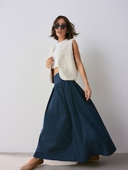 Navy Drop Waist Maxi Skirt - Image 1 of 8