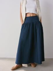Navy Drop Waist Maxi Skirt - Image 3 of 8